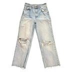 Zara Light Wash Baggy Distressed Jeans