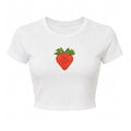 White strawberry baby rib crop tee